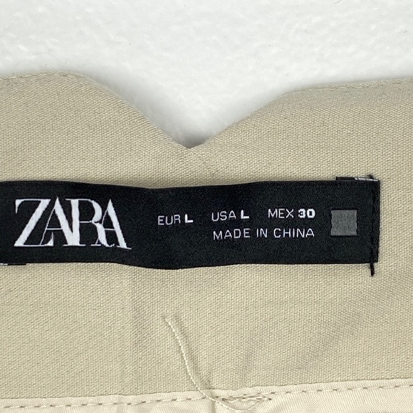 Zara Pants Womens Large Cream High Waisted Tapered Leg Trousers Seamed Darts - Picture 8 of 13